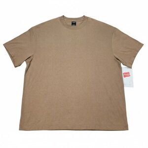 Hanes Beefy-T Shirt Mens M Army Brown 7oz 100% Ring Spun Cotton Heavyweight